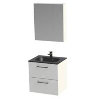 Tiger Studio badkamermeubel met spiegelkast en zwarte wastafel 60cm wit