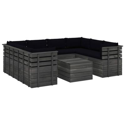 vidaXL 9-delige Loungeset met kussens pallet massief grenenhout vidaXL 9-delige Loungeset met kussens pallet massief grenenhout