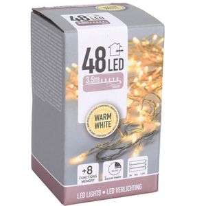 Kerstverlichting 48 warm witte lampjes op batterij 350 cm met timer   -