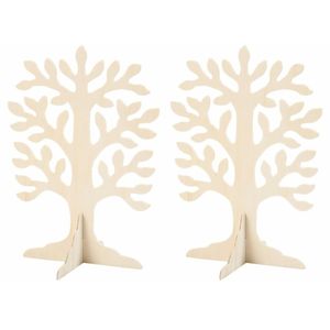 Set van 3x stuks houten boompje 30 x 21,5 cm