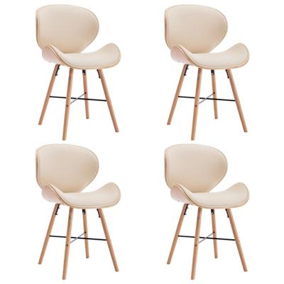 vidaXL Eetkamerstoelen 4 st kunstleer en gebogen hout crème