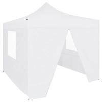 Partytent met 4 zijwanden inklapbaar 3x3 m staal wit