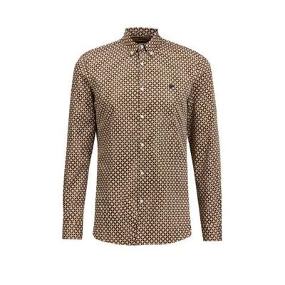 WE Fashion slim fit overhemd met all over print oranje