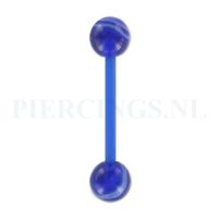 Tongpiercing flexibel marmer blauw - thumbnail