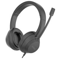 Nilox, On Ear hoofdtelefoon met microfoon en USB-aansluiting, met volumeregelaar, 2 m kabel, comfortabele oorkussens Ø 40 mm, zwart