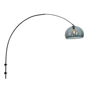 Steinhauer Wand booglamp Sparkled zwart met smoke kap 8196ZW