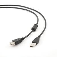 Gembird 3 m USB 2.0 A M/FM kabel USB A zwart – USB-kabel (3 m, USB A, USB 2.0, stekker/bus, stekker, zwart)