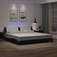 vidaXL Bedframe met LED-verlichting kunstleer zwart en wit 200x200 cm