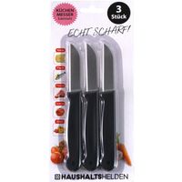 Haushaltshelden keukenmesjes/schilmesjes - 3x - RVS - zwart - 16 cm