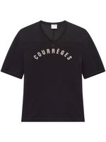 Courrèges t-shirt en résille à logo imprimé - Noir