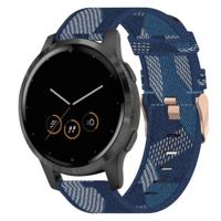 By Qubix - Compatible met Garmin Venu 3s / Vivoactive 4s / Venu 2s / Vivomove 3s / Forerunner 255s - Canvas nylon bandje - Blauw - Compatible Garmin bandje