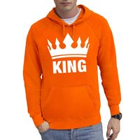 Oranje kroon met King hoodie heren - thumbnail