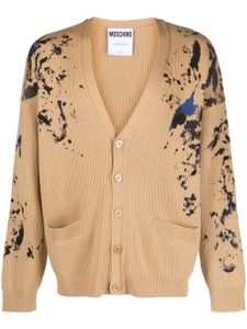 Moschino paint-splatter wool cardigan - Marron