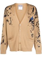 Moschino paint-splatter wool cardigan - Marron - thumbnail