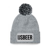 IJsbeer muts met pompon unisex one size - grijs One size  - - thumbnail