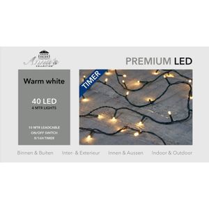 Kerstverlichting warm wit 40 leds met dimmer en timer functie 400 cm   -