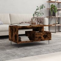 Salontafel 90x49x45 cm bewerkt hout gerookt eikenkleurig - thumbnail