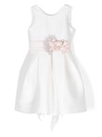 Mimilù robe plissée à appliques fleurs - Blanc