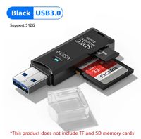 2 In 1 Kaartlezer 512GB - Usb 3.0 - Micro Sd Tf Kaart Geheugenlezer - Hoge Snelheid - Multi-Card Writer - Adapter Flash Drive - Zwart - thumbnail