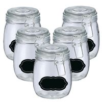 Weckpot/inmaakpot - 10x - 750 ml - glas - met beugelsluiting - incl. etiketten - thumbnail