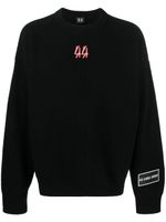 44 LABEL GROUP pull en maille nervurée à patch logo - Noir - thumbnail