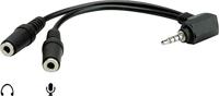 ROLINE 11094441 adapter, 4-polig (microfoon met luidspreker), 3,5 mm zwart