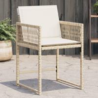 Tuinstoelen 4 st met kussens poly rattan beige - thumbnail