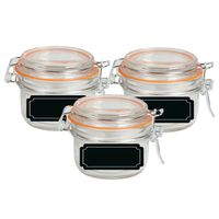 Weckpot/inmaakpot - 4x - 170 ml - glas - met beugelsluiting - incl. etiketten