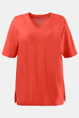 Ulla Popken T-shirt, relaxed, V-hals, zijsplitten - Grote Maten Ulla Popken T-shirt, relaxed, V-hals, zijsplitten - Grote Maten