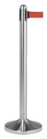 Afzetpaal Securit RVS met rolband 210cm rood - thumbnail