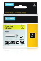 Huismerk DYMO Rhino 18432/S0718450 Labeltape 12mm Zwart op Geel - thumbnail