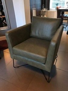 Leren fauteuil met kruisframe - groen leer - Echt leer, Modern, ontdek de vele Leersoorten en Kleuren bij ShopX