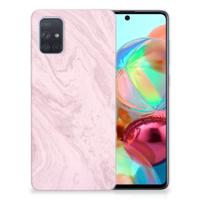 Samsung Galaxy A71 TPU Siliconen Hoesje Marble Pink - Origineel Cadeau Vriendin