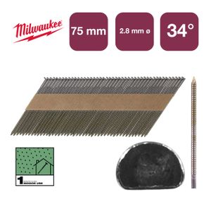 Milwaukee Accessoires Nagels D-kop 34° 75mm/RS/B/SC1 | 2.200 stuks - 4932492602