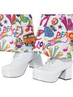 70s Heren Plateau Schoenen Wit Medium