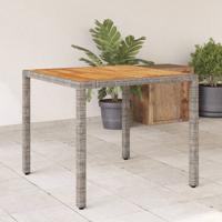 Tuintafel met acaciahouten blad 90x90x75 cm poly rattan grijs - thumbnail