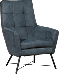 Blauwe leren moderne fauteuil Proud - Kenia Leer Denim (blauw leer)