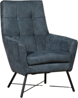 Blauwe leren moderne fauteuil Proud - Kenia Leer Denim (blauw leer)