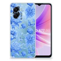 TPU Case voor OPPO A77 | A57 5G Flowers Blue - thumbnail