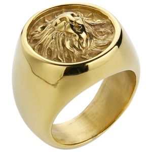 Mendes heren ring Leeuw Edelstaal Goudkleurig-21.5mm