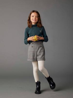 Flanellen meisjesshort met ruitmotief marineblauw, geruit Flanellen meisjesshort met ruitmotief marineblauw, geruit