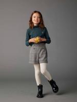 Flanellen meisjesshort met ruitmotief marineblauw, geruit