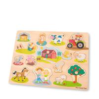 New Classic Toys Peg Puzzle Farm vormenpuzzel 16 stukjes