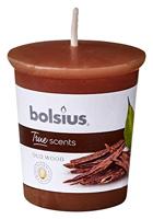 Bolsius Votive muskus 53/45 mm, kleur bruin chocolade, geur Oud Wood, True Scents