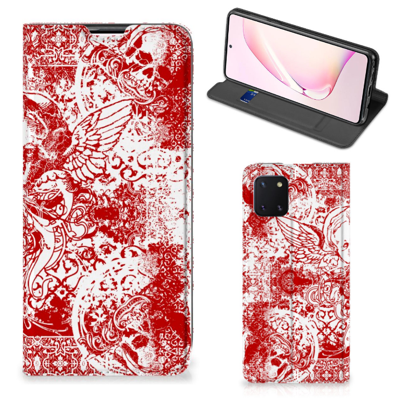 Mobiel BookCase Samsung Galaxy Note 10 Lite Angel Skull Rood Mobiel BookCase Samsung Galaxy Note 10 Lite Angel Skull Rood