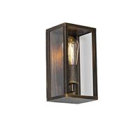 QAZQA - Industrieel Vintage wandlamp antiek goud 26 cm IP44 - Charlois | Buitenverlichting - Aluminium Rechthoekig - E27 Geschikt voor LED - Max. 1 x 40 Watt
