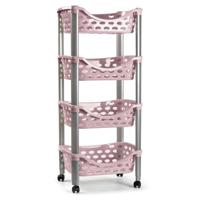 Plasticforte Trolley - keukentrolley op wieltjes - 4-laags - roze - kunststof - 40 x 88 cm