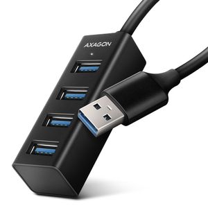 AXAGON AXAGON HUE-M1A Superspeed USB-A Mini Hub, 4x USB 3.0 - 20cm, schwarz USB 3.0-hub 4 poorten Zwart