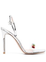 Gianvito Rossi sandales Ribbon Candy 105 mm à ornements en cristal - Argent