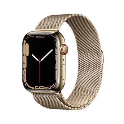 Apple Watch 7 LTE MKJY3FD/A - roestvrij staal, Milanese lus, 45 mm - goud